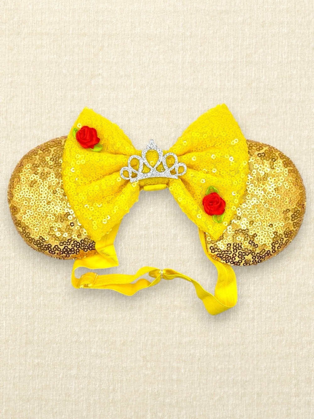 Elastic Princess Belle Minnie Ears | Disney-Inspired Mouse Ears